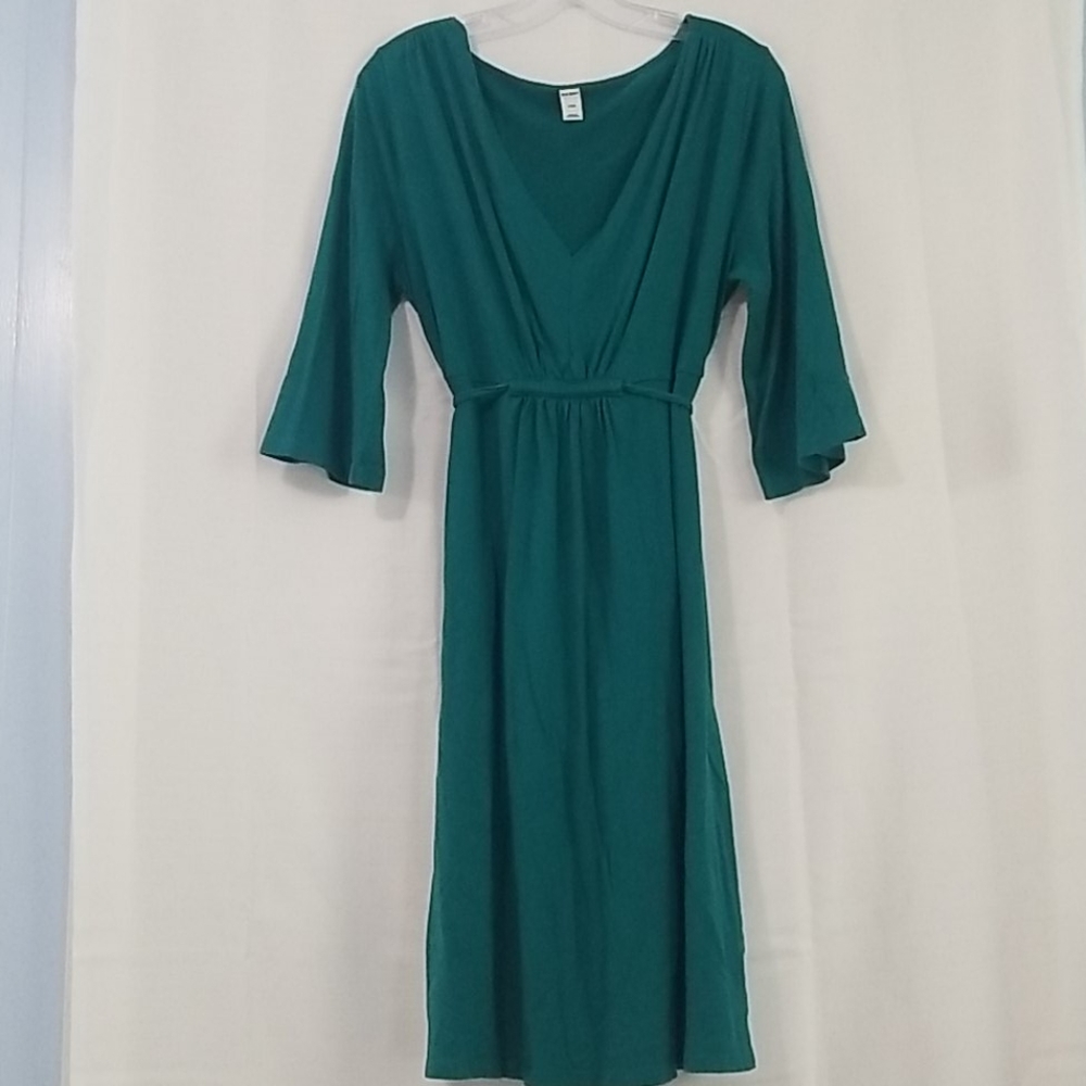 Old Navy Green Tie Back 3/4 bell sleeve Dress Sz L